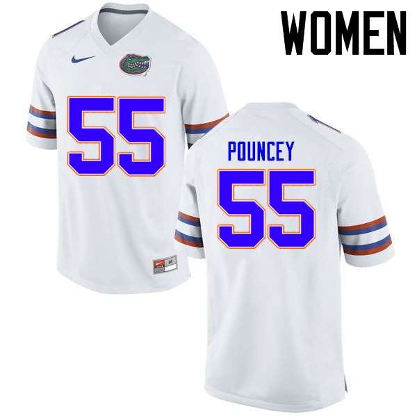 NCAA Florida Gators Mike Pouncey Women's #55 Nike White Stitched Authentic College Football Jersey FUL6464UW